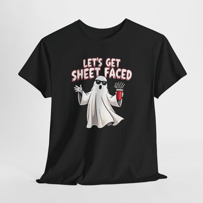 Let's Get Sheet Faced Ghost T‑Shirt — Funny Halloween Party Tee