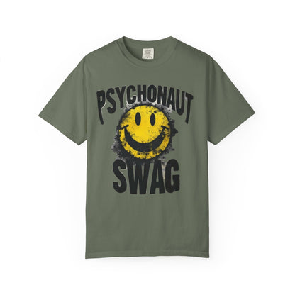 Psychonaut Swag Yellow Smiley Face, Trendy Graphic Tee for Festival Lovers, Casual Wear, Gifts, Street Style