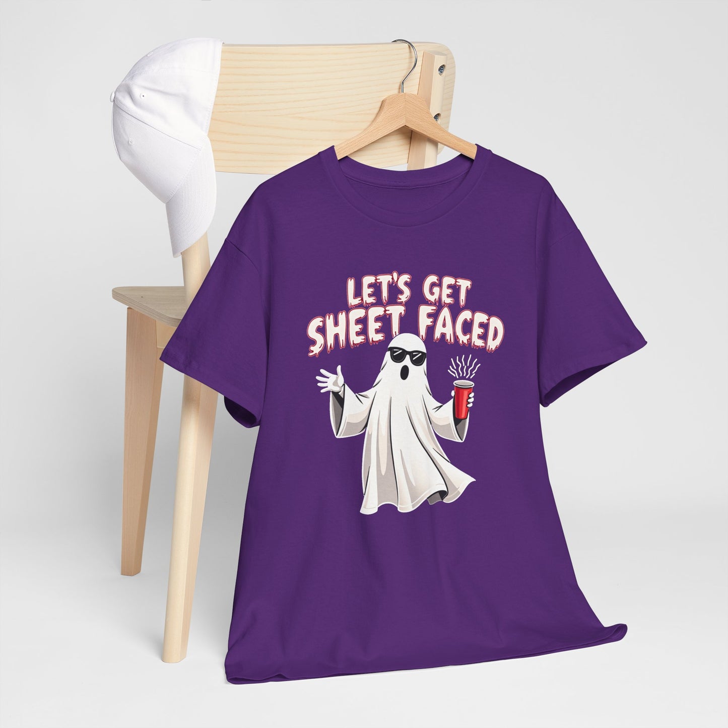 Let's Get Sheet Faced Ghost T‑Shirt — Funny Halloween Party Tee