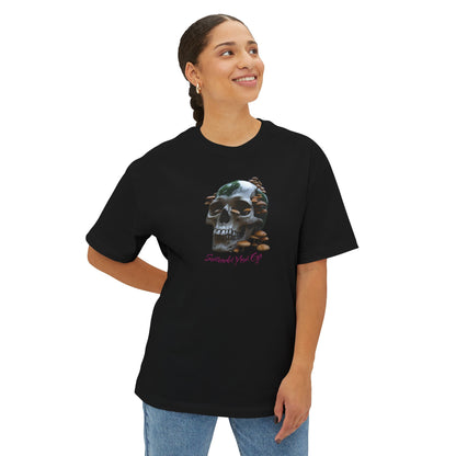 Mushroom Skull Graphic Unisex Oversized Tee | Casual Streetwear, Unique Gift, Statement Shirt, Relaxed Fit Fashion, Graphic Tee