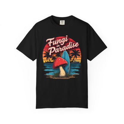 Fungi in Paradise Design, Relaxed Tee, Vintage Style Shirt, Gift for Nature Lovers, Eco-Friendly Apparel - Psychonaut Swag