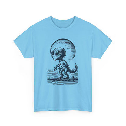 Dinosaur Hybrid, Graphic Unisex Heavy Cotton Tee | UFO Lover T-Shirt | Space-Themed Apparel - Psychonaut Swag