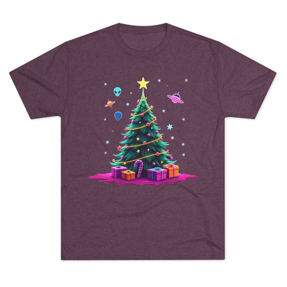 Alien visitors Christmas tree, Unisex Tri-Blend Crew Tee