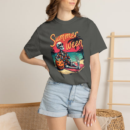 T-Shirt — "Summerween" Beach Skeleton Halloween Graphic Tee