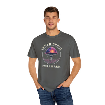Inner Space Explorer T-Shirt, Unisex Graphic Tee, Cosmic Mushroom Apparel, Gift for Nature Lovers, Casual Wear for Adventurers - Psychonaut Swag