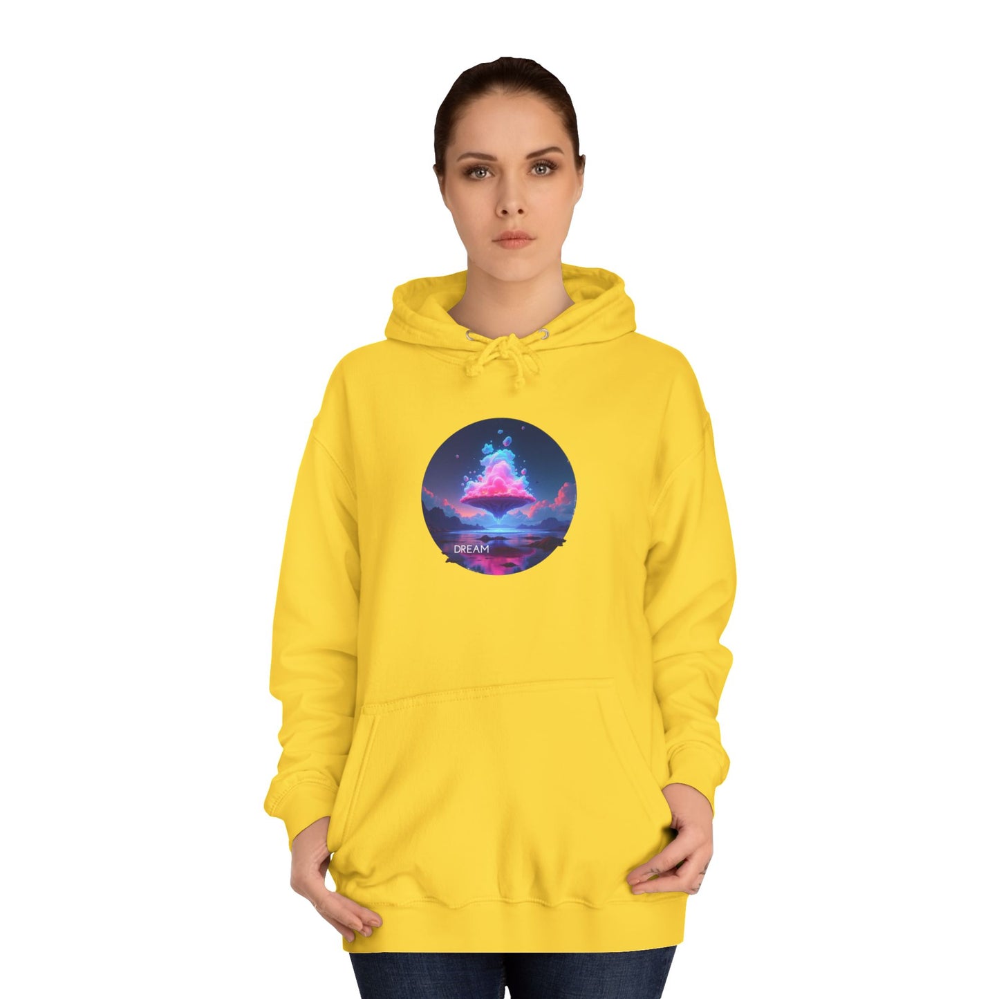 Hoodie — Neon Vaporwave Mountain Graphic Pullover