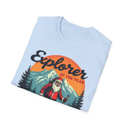 Explorer of the Year T-Shirt — Santa Hiker Vintage Outdoor Christmas Tee