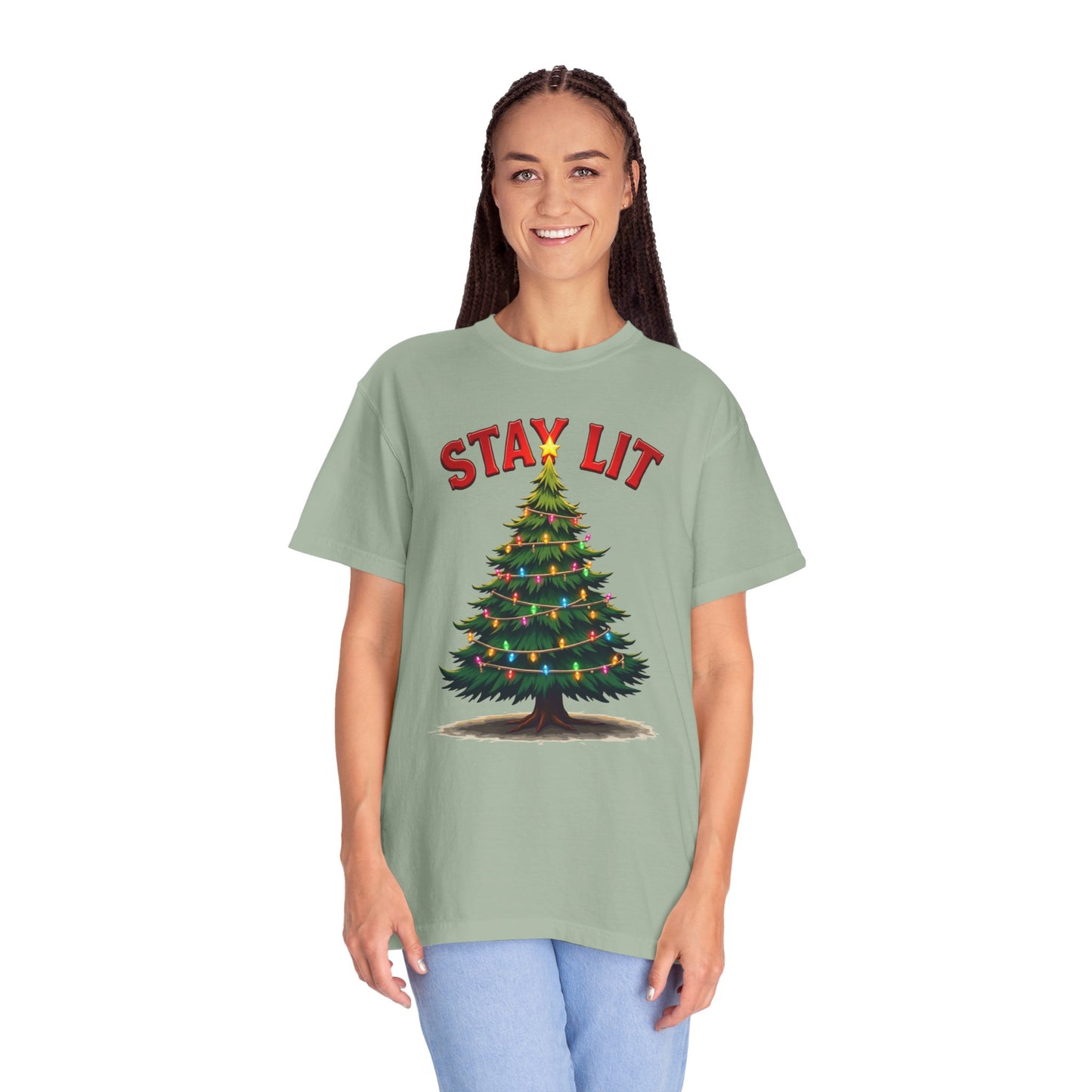 Stay Lit Christmas T-Shirt — Festive Holiday Tree Graphic Tee