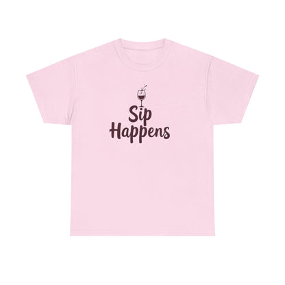Sip Happens Unisex Heavy Cotton Tee - Funny Graphic Shirt, Casual Wear, Gift for Coffee Lovers, Everyday Comfort, Birthday Party T-Shirt - Psychonaut Swag