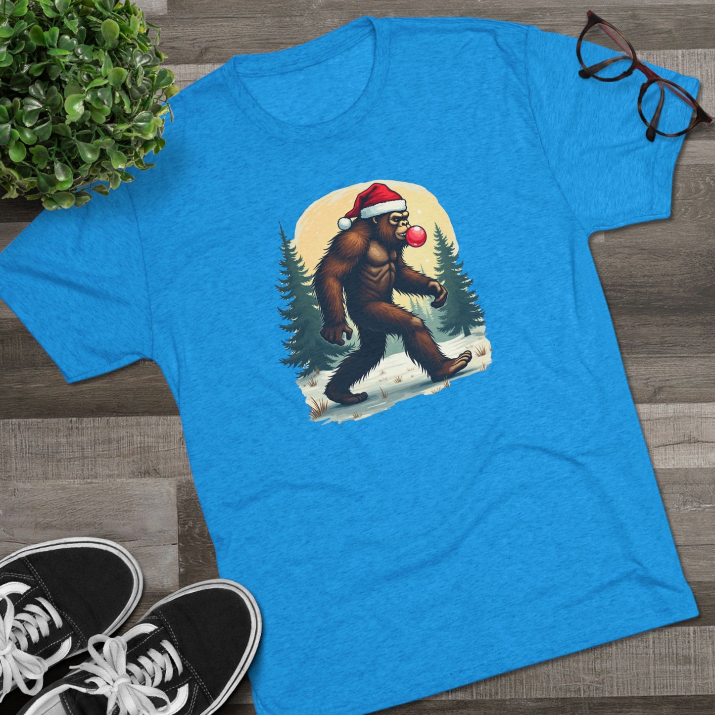 Christmas Bigfoot T-Shirt – Santa Hat Sasquatch Holiday Tee