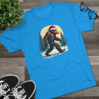 Christmas Bigfoot T-Shirt – Santa Hat Sasquatch Holiday Tee