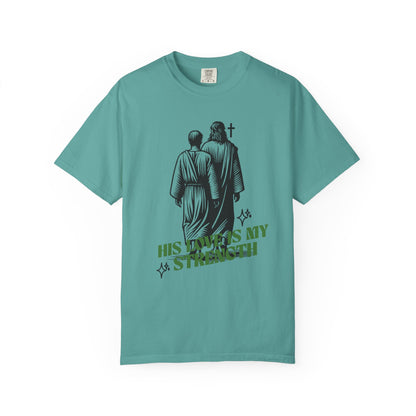 Christian T-Shirt — "His Love Is My Strength" Graphic Tee