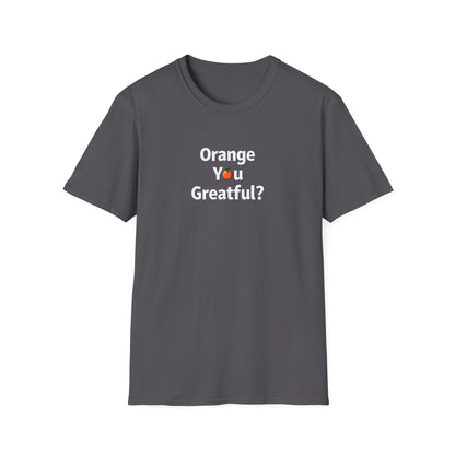 Grateful Orange T-Shirt, Unisex Casual Wear, Thanksgiving Shirt, Fall Vibes Tee, Gift for Friends, Comfortable Everyday Apparel - Psychonaut Swag