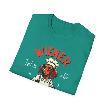 Wiener takes all, Dog Humor T-Shirt, Funny Pet Lover Gift, Cute Dog Tee, Unisex Funny Shirt, Dog Lover's Apparel - Psychonaut Swag