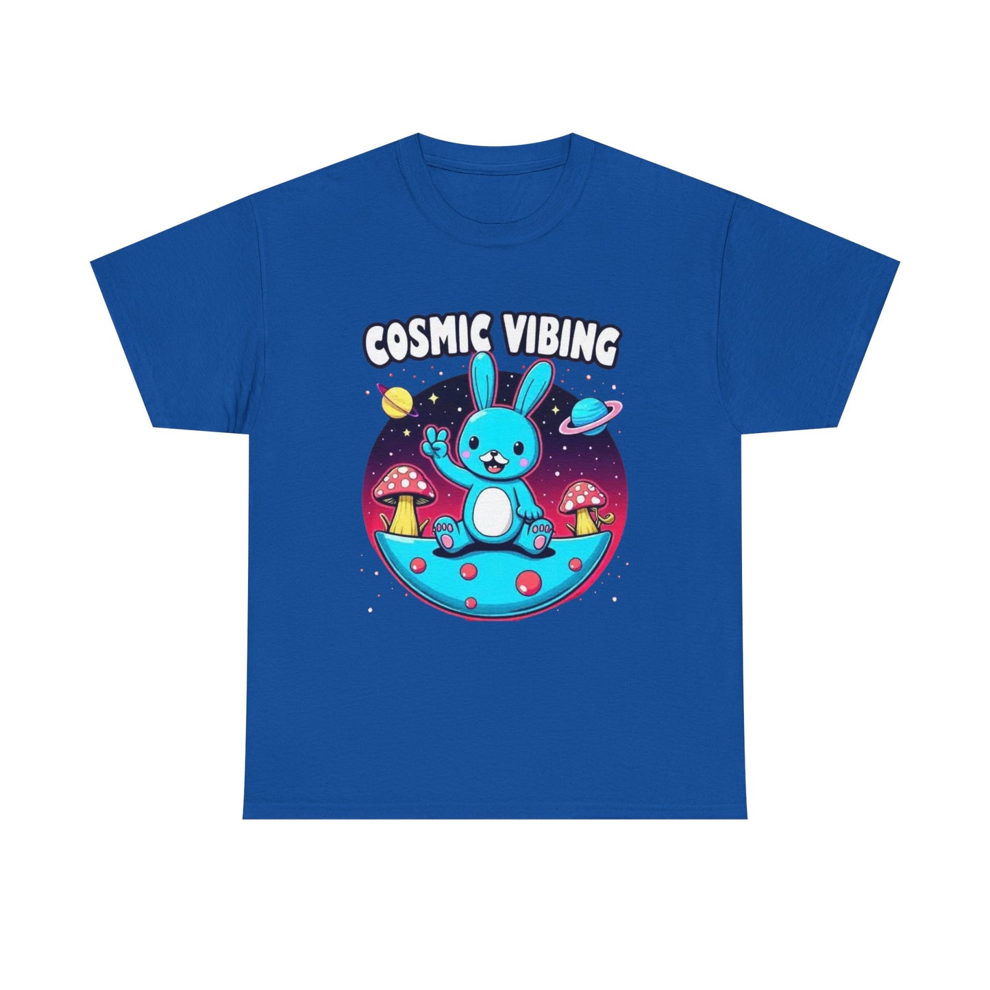 Cosmic Vibing Bunny, Tee — Cute Bunny Space Graphic T-Shirt