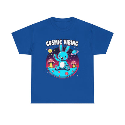 Cosmic Vibing Bunny, Tee — Cute Bunny Space Graphic T-Shirt