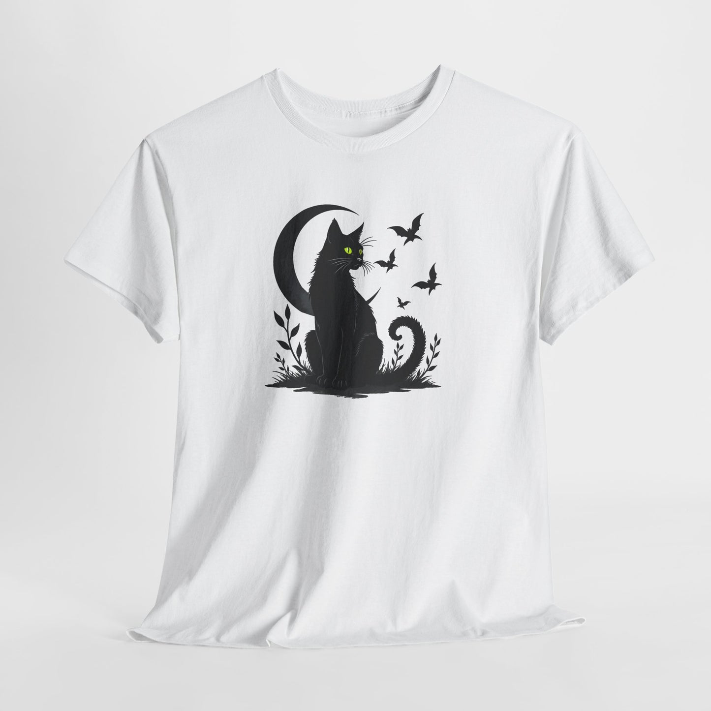 Black Cat Moon T‑Shirt — Gothic Cat Silhouette Tee