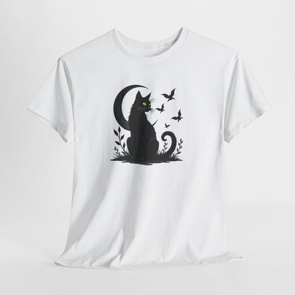 Black Cat Moon T‑Shirt — Gothic Cat Silhouette Tee