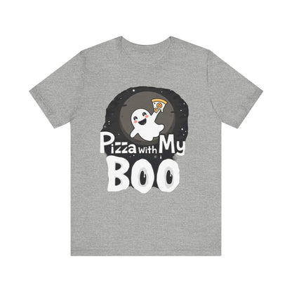 Ghost Pizza Boo Tee - Unisex Jersey Short Sleeve T-Shirt, Funny Halloween Shirt, Spooky Costume, Ghost Lover Gift, October Celebration