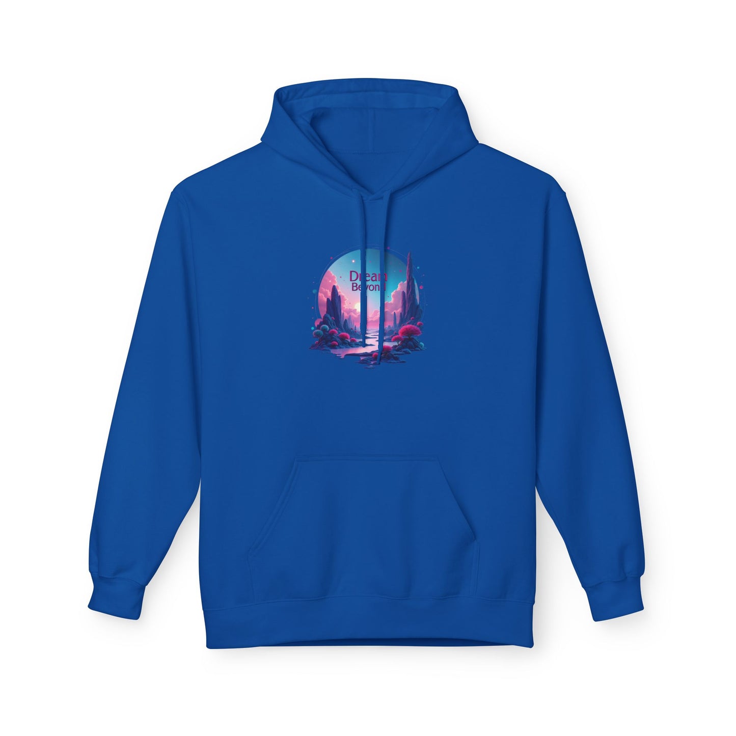 Retro Vaporwave Nature Hoodie — Neon Sunset Cityscape Graphic