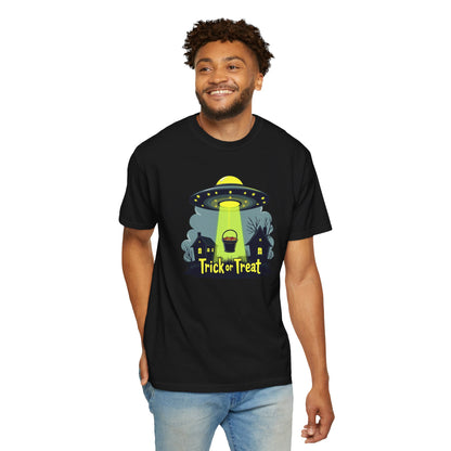 Halloween UFO Trick or Treat T-Shirt — Alien Abduction Spooky Tee