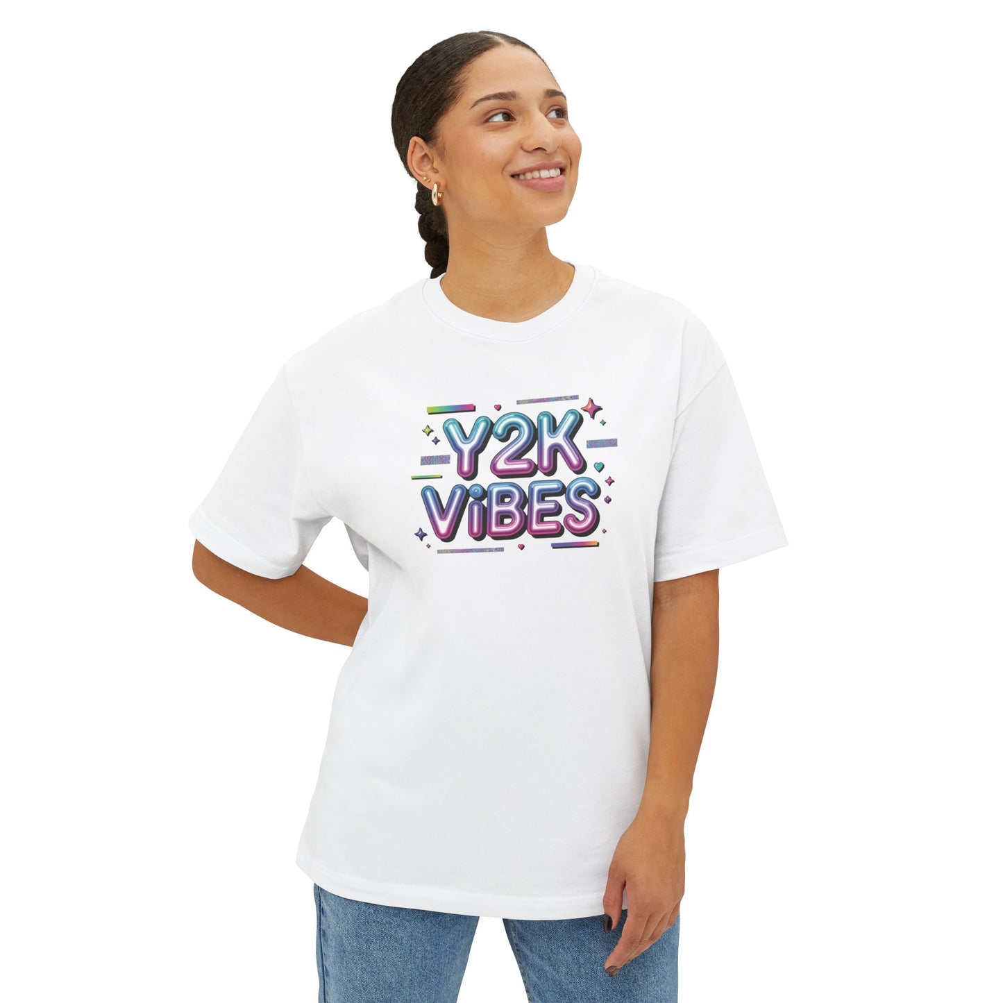 Y2K Vibes Tee - Retro 2000s Graphic Boxy T-Shirt