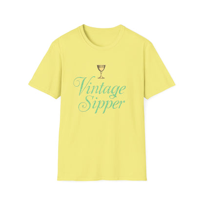 Vintage Sipper Unisex Softstyle T-Shirt, Casual Wear, Gift for Wine Lovers, Bar Night, Vintage Inspired Apparel - Psychonaut Swag