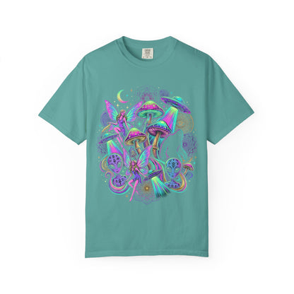 Psychedelic Mushroom Graphic T-Shirt — Neon Space Trippy Art