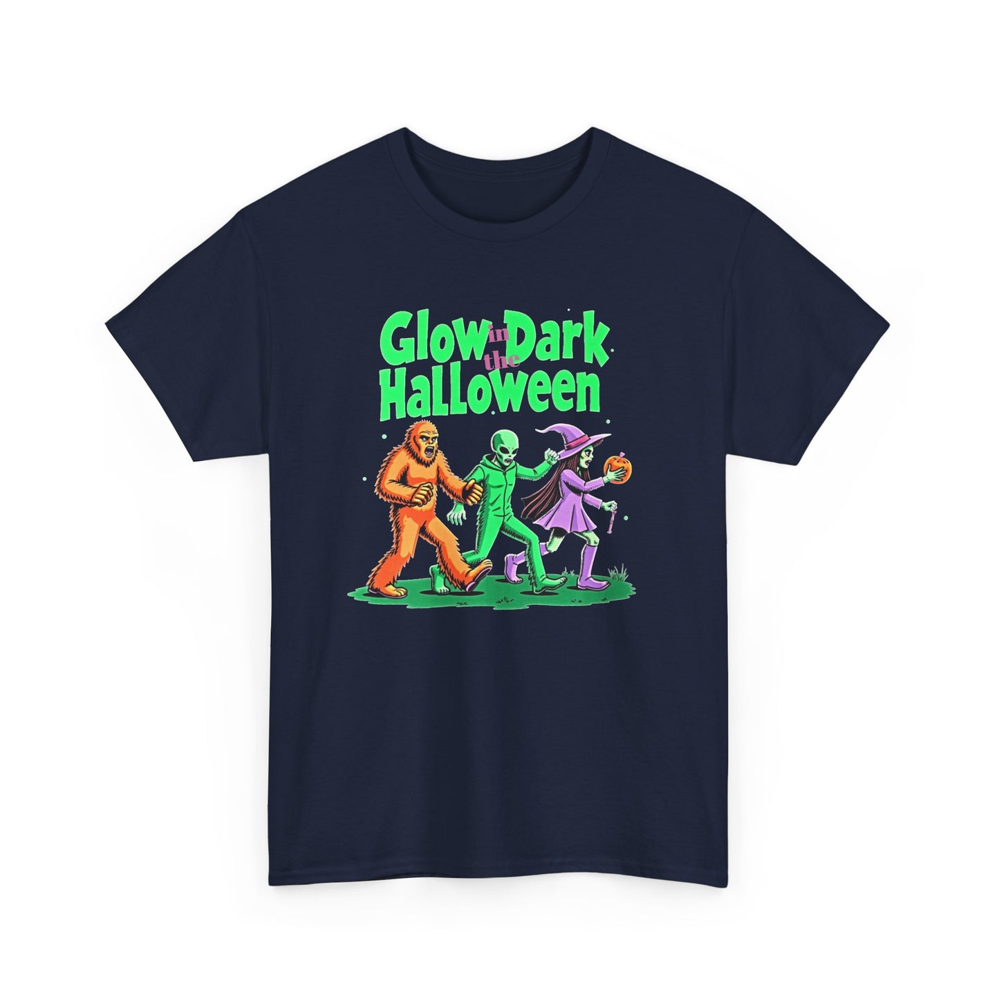 Retro Halloween Tee — Bigfoot, Alien, Witch, Trick-or-Treating Graphic T-Shirt