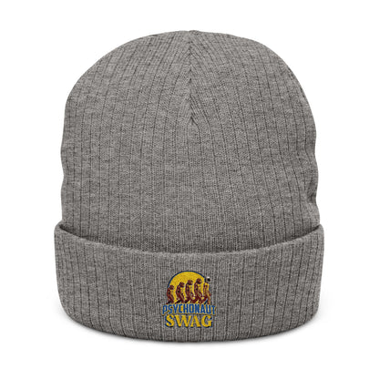 Psychonaut swag, small biz, Ribbed Knit Beanie - Cozy Embroidered Headwear for All Seasons, Winter Fashion, Gift Idea, Casual Style, Outdoor Fun