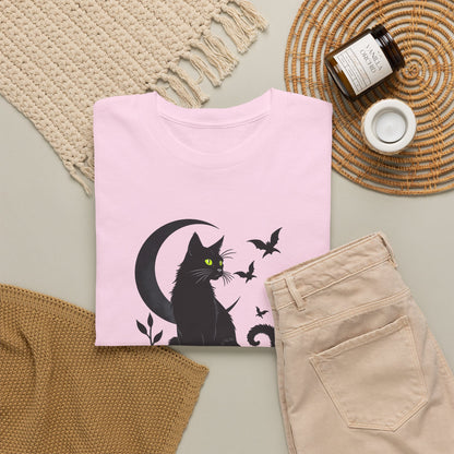 Black Cat Moon T‑Shirt — Gothic Cat Silhouette Tee