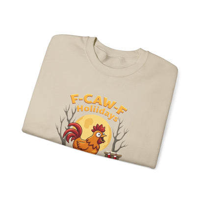 Rooster F-Caw-f Holiday sweater, Unisex Heavy Blend™ Crewneck Sweatshirt