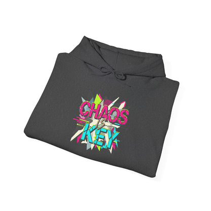 Chaos Key Hoodie — Retro Neon Graphic Pullover