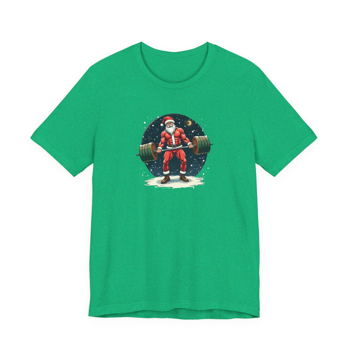 Jacked Santa Weightlifting, Unisex Jersey Short Sleeve Tee