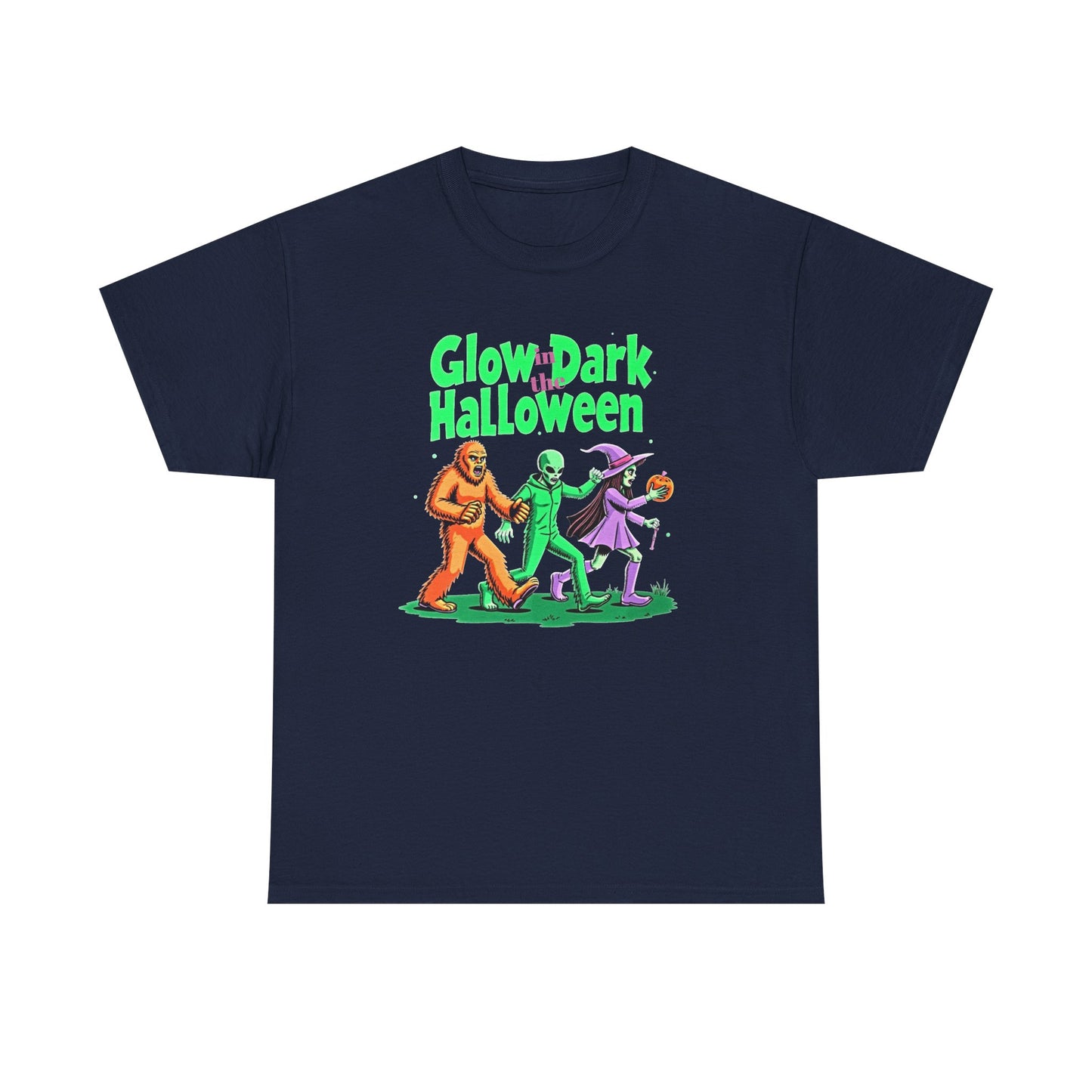 Retro Halloween Tee — Bigfoot, Alien, Witch, Trick-or-Treating Graphic T-Shirt