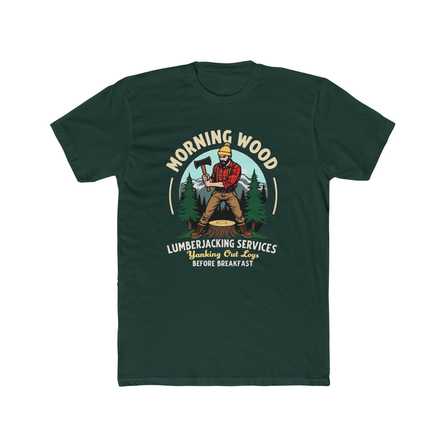 Morning Wood Lumberjack T-Shirt — 'Lumberjacking Services: Waking Our Log Before Breakfast' Vintage Tee