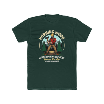 Morning Wood Lumberjack T-Shirt — 'Lumberjacking Services: Waking Our Log Before Breakfast' Vintage Tee