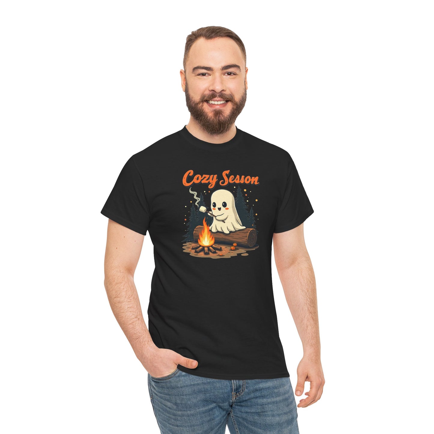 Cozy Season Tee — Cute Ghost Campfire Halloween T-Shirt