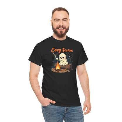 Cozy Season Tee — Cute Ghost Campfire Halloween T-Shirt