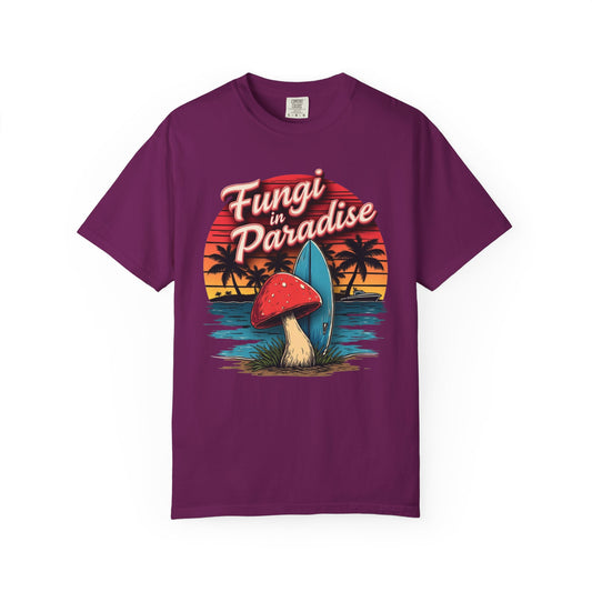 Fungi in Paradise Design, Relaxed Tee, Vintage Style Shirt, Gift for Nature Lovers, Eco-Friendly Apparel - Psychonaut Swag