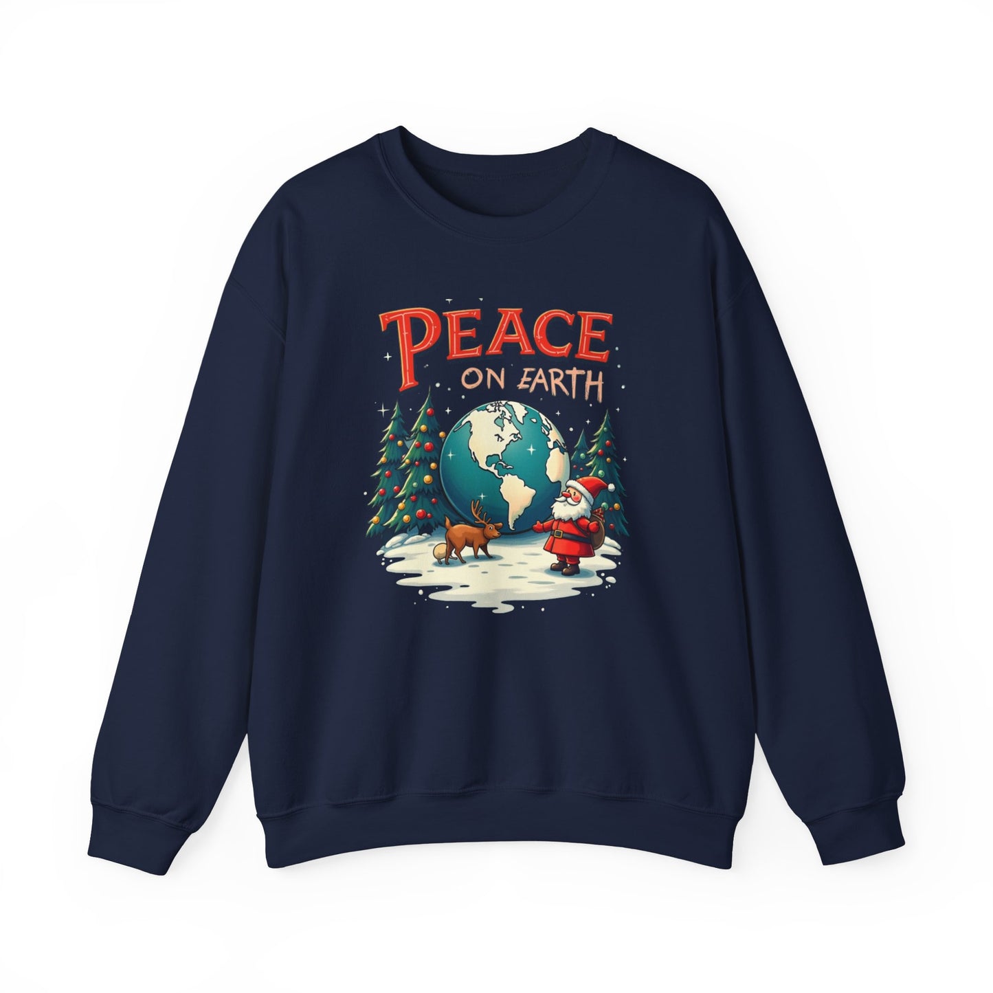 Peace on Earth Sweatshirt — Vintage Santa & Globe Christmas Crewneck
