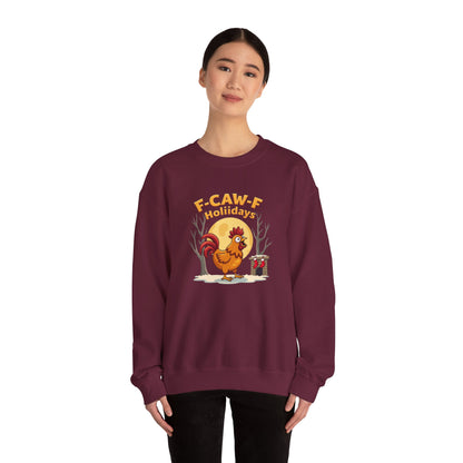 Rooster F-Caw-f Holiday sweater, Unisex Heavy Blend™ Crewneck Sweatshirt