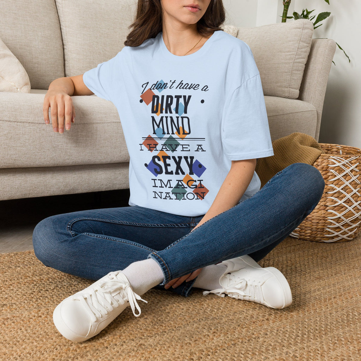 Graphic Tee — "I Don't Have a Dirty Mind, I Have a Sexy Imagination" Retro Geometric Design