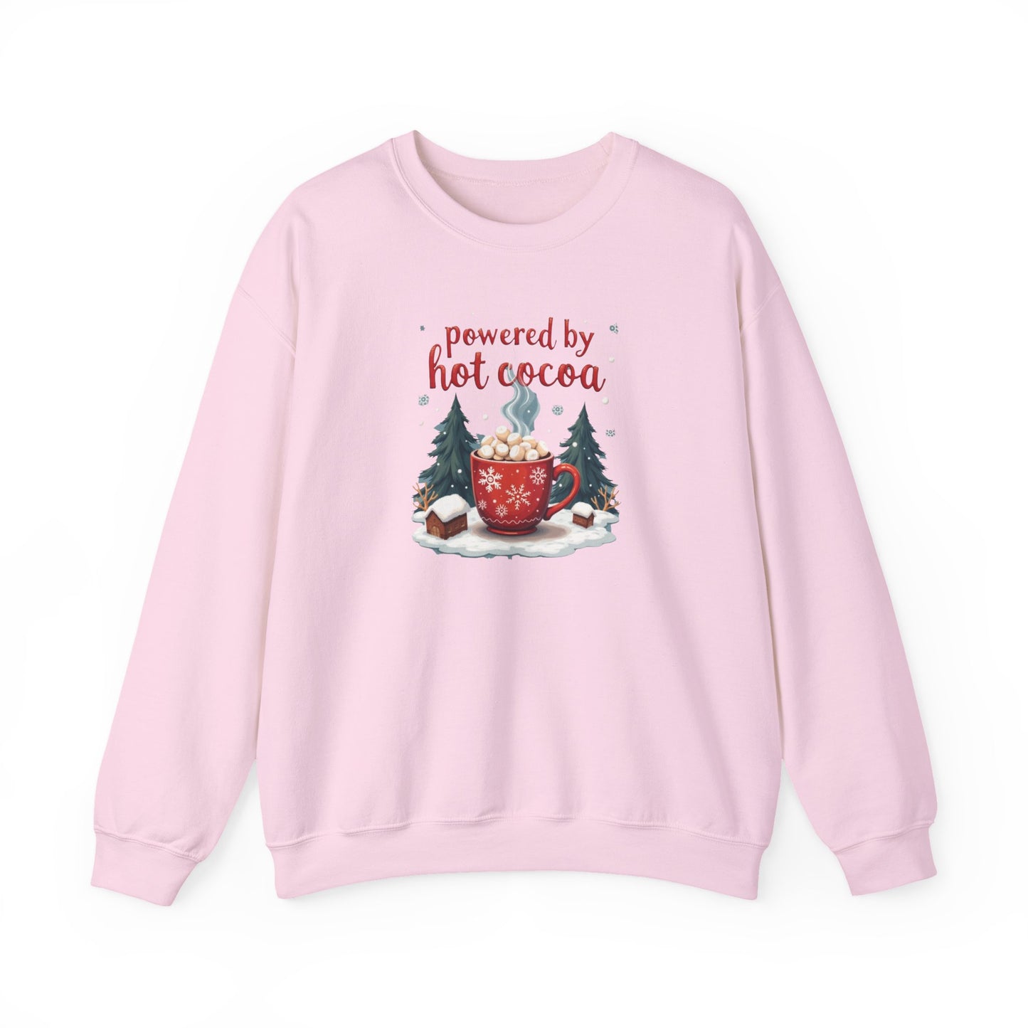 Crewneck Sweatshirt - "Powered by Hot Cocoa" Winter Graphic