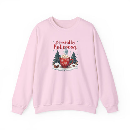 Crewneck Sweatshirt - "Powered by Hot Cocoa" Winter Graphic