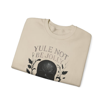 Holiday Crewneck Sweatshirt — “Yule Not Be Jolly” Skull Christmas Sweater