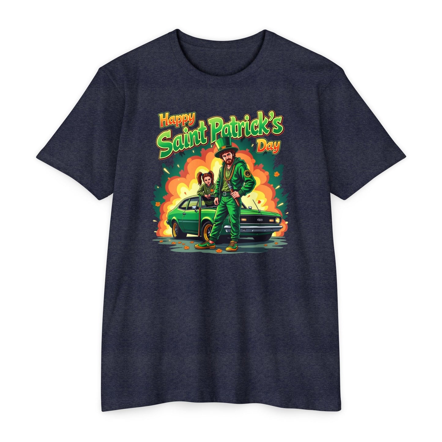 Saint Patrick's Day T-Shirt — "Happy Saint Patrick's Day" Retro Leprechaun Design