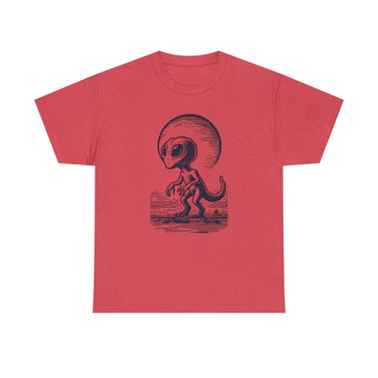 Dinosaur Hybrid, Graphic Unisex Heavy Cotton Tee | UFO Lover T-Shirt | Space-Themed Apparel - Psychonaut Swag
