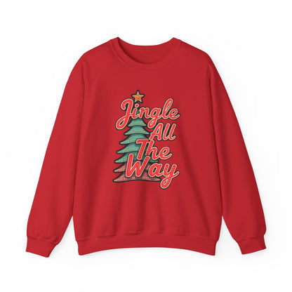 Christmas Sweatshirt — "Jingle All The Way" Retro Tree Holiday Crewneck