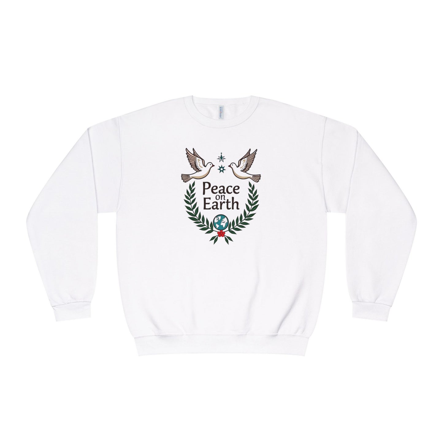 Peace on Earth Crewneck Sweatshirt — Holiday Dove & Laurel Graphic